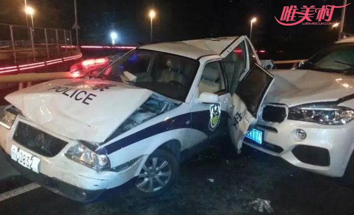 宝马司机醉驾撞扁警车老人独行桥面警察出警遭撞现伤亡