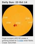 太阳黑子：比50个地球更大？
