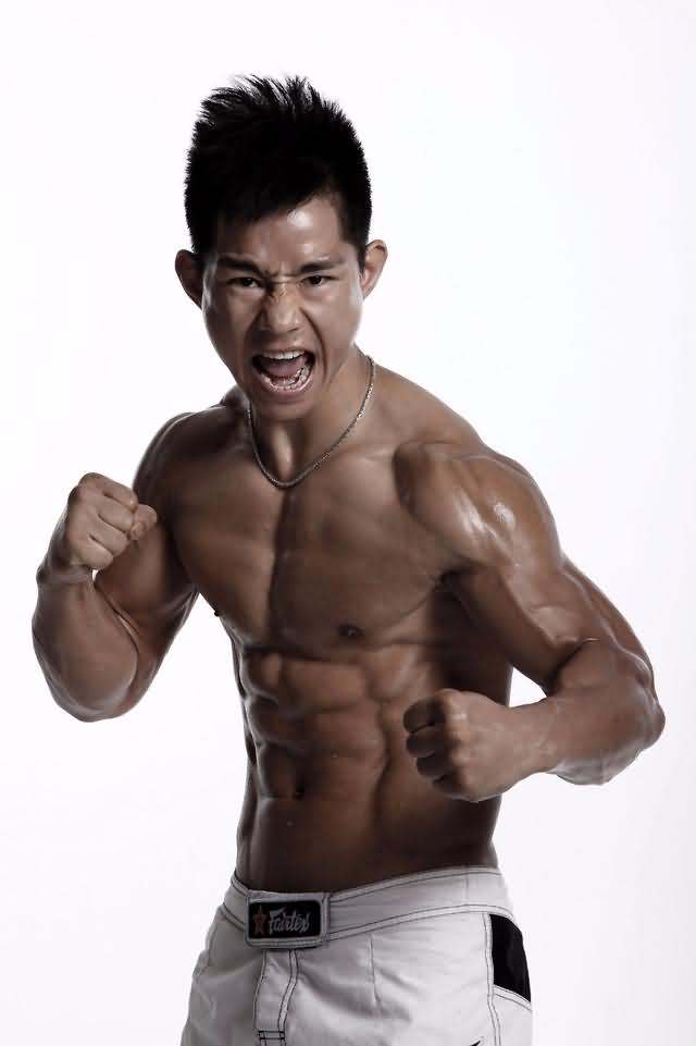 杨建平裁判国际拳击争霸赛中后旋踢日本拳手K