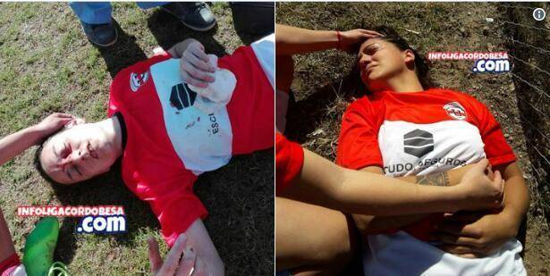 阿根廷女足比赛爆发斗殴女足队员被打倒在地