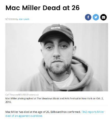 多家外媒证实Mac Miller去世