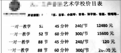 某乐器培训机构售课节数最少52节 摄影/本报记者 林艳