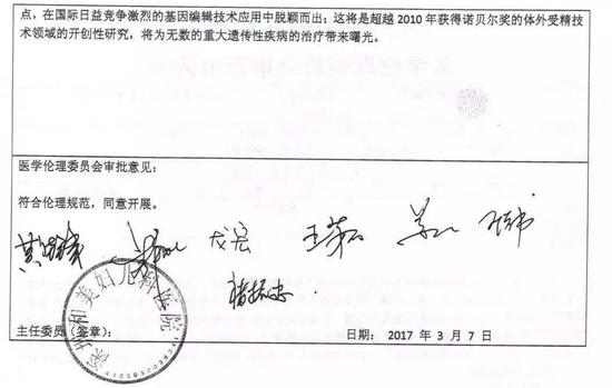 媒体在网上披露的医学伦理委员会审查申请表