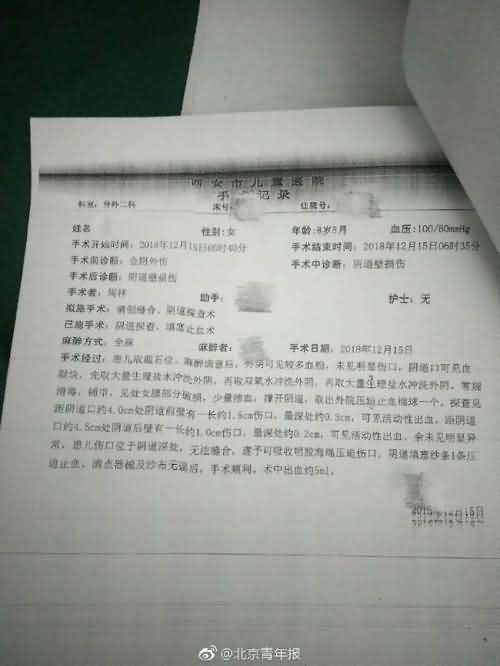 8岁女生被打下体出血 班主任疑其偷口红动手殴打