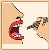 一个人张大嘴一双筷子