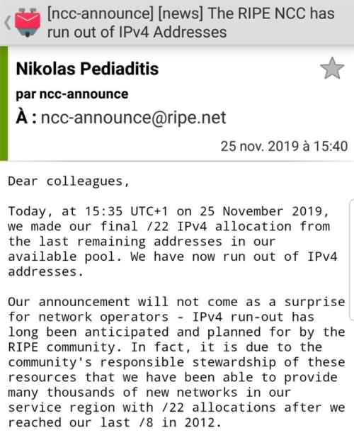 全球IPv4地址正式耗尽！
