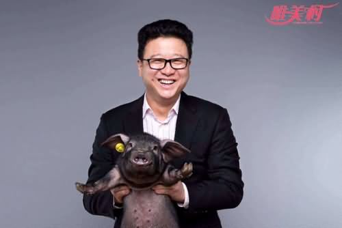 丁磊捧猪大笑