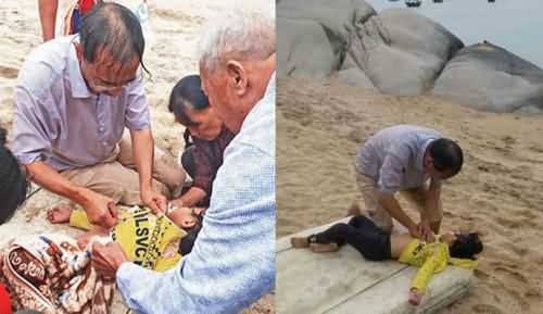 医生跳海救女娃