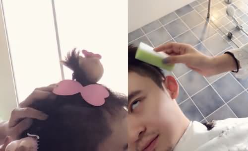 孙怡帮董子健剃头 孙怡帮董子健剃头