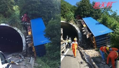 浙江大货车撞上隧道