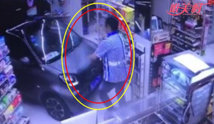 男子开车进便利店