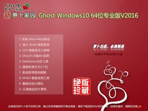 新萝卜家园win10 ghost系