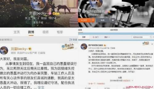 演员刘露给微博名