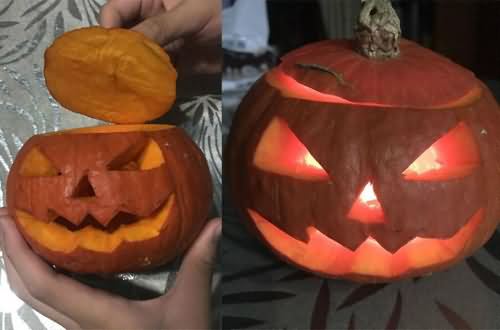 制作南瓜灯过程 制作南瓜灯过程