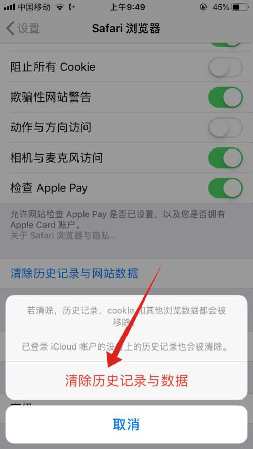 苹果手机怎样清理浏览过的网站和数据(3)